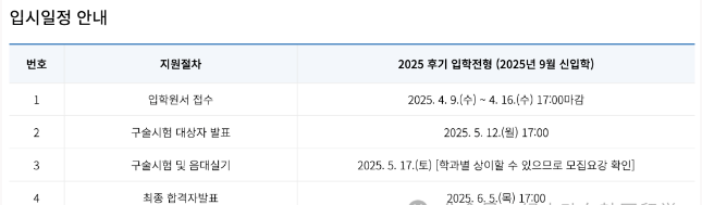 2025年9月延世大学院招生日程公布！